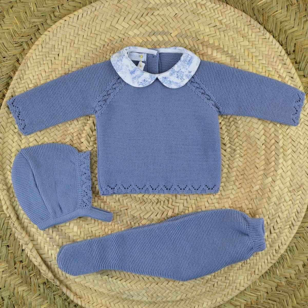 Blue knit 3 piece knitted set