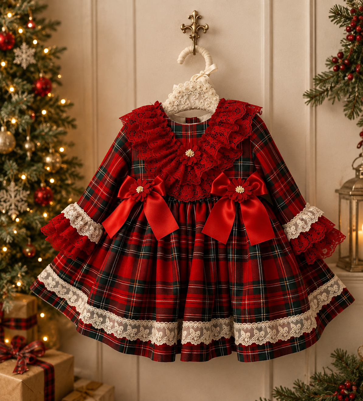 sonata christmas dress Tartan with headpiece – littleladiesboutique22 A relaxed silhouette that Size:Women's S/M Retrofete black sequin dress. 46
