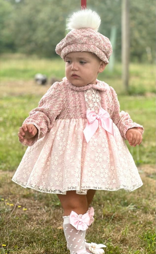 Pink tweed dress