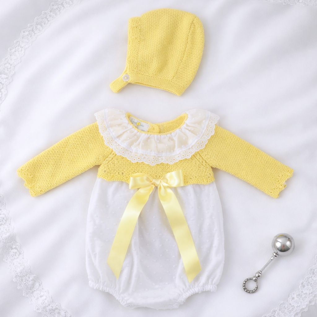 Yellow Romper & bonnet set