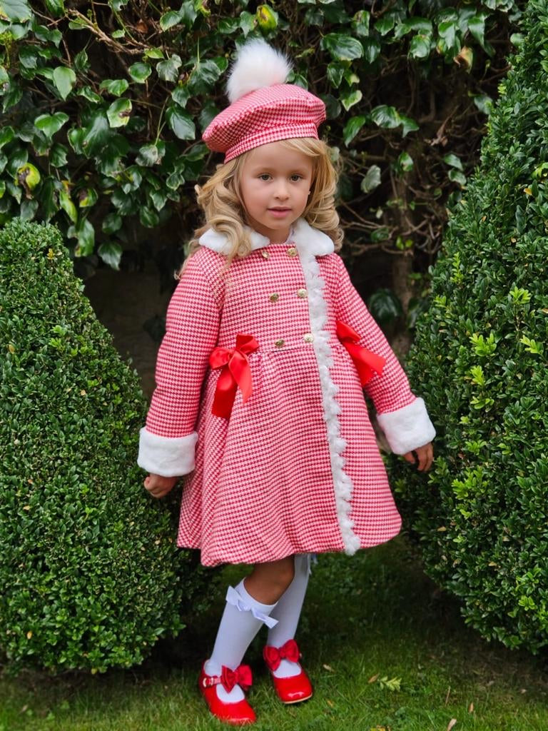 Red houndstooth coat