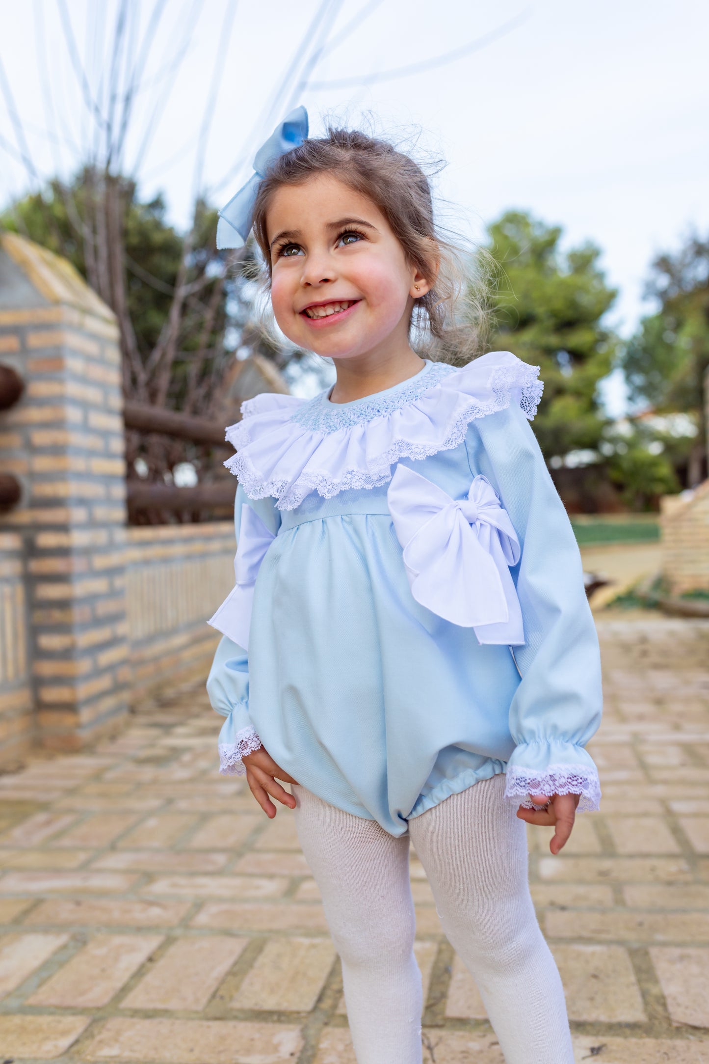 Naxos Baby Blue Smocked Romper