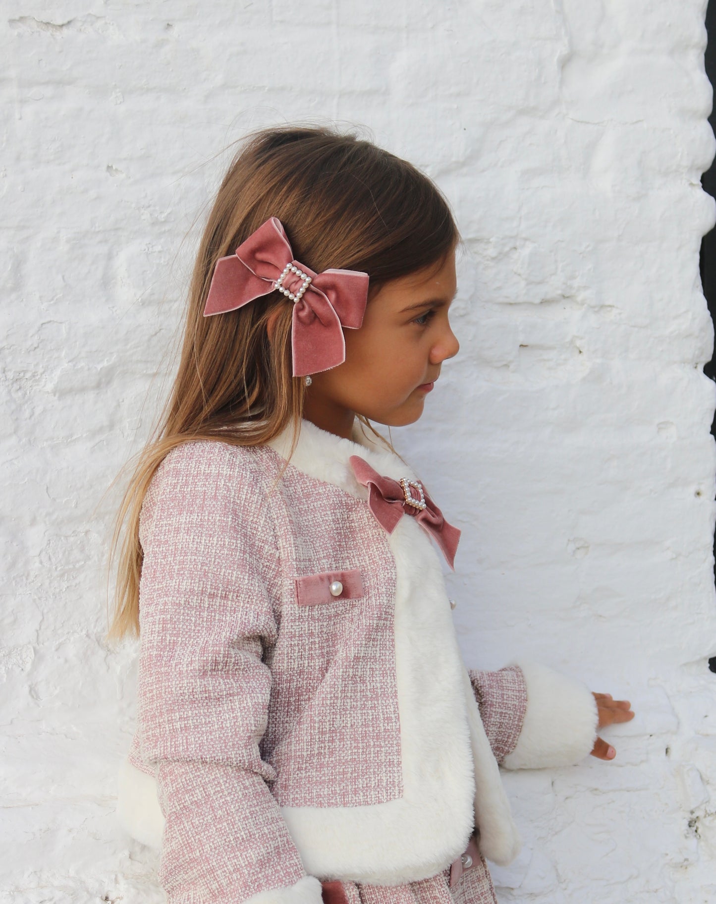 Pink Velvet Hair Bow