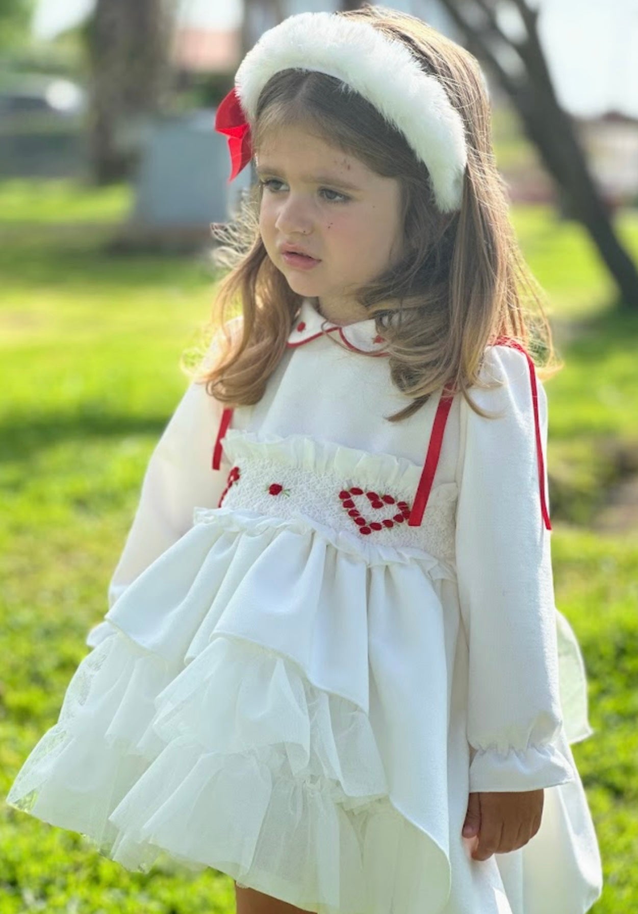 Cream Heart Puffball Dress
