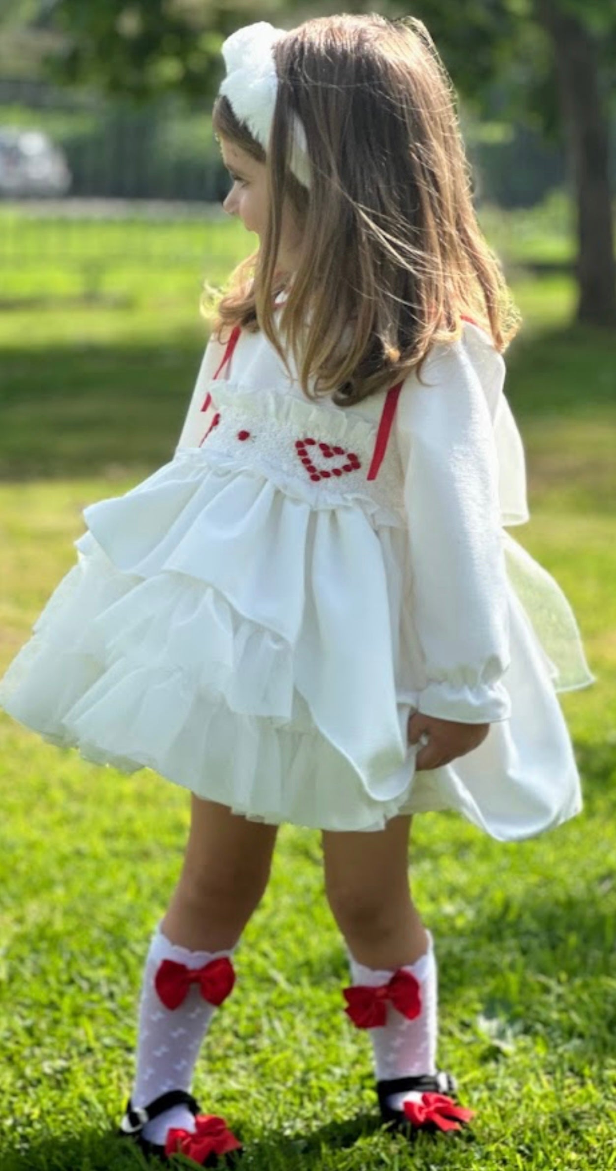 Cream Heart Puffball Dress