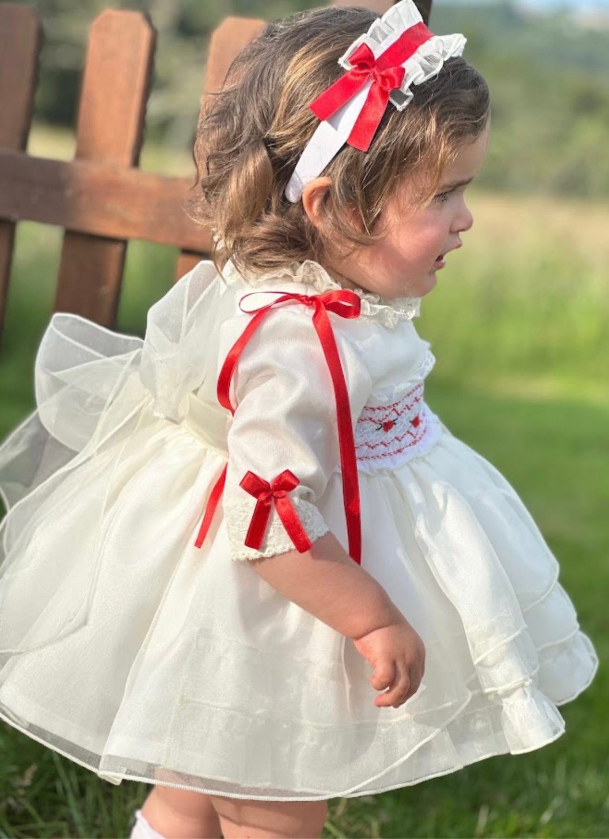 Red Organza Puffball Dress
