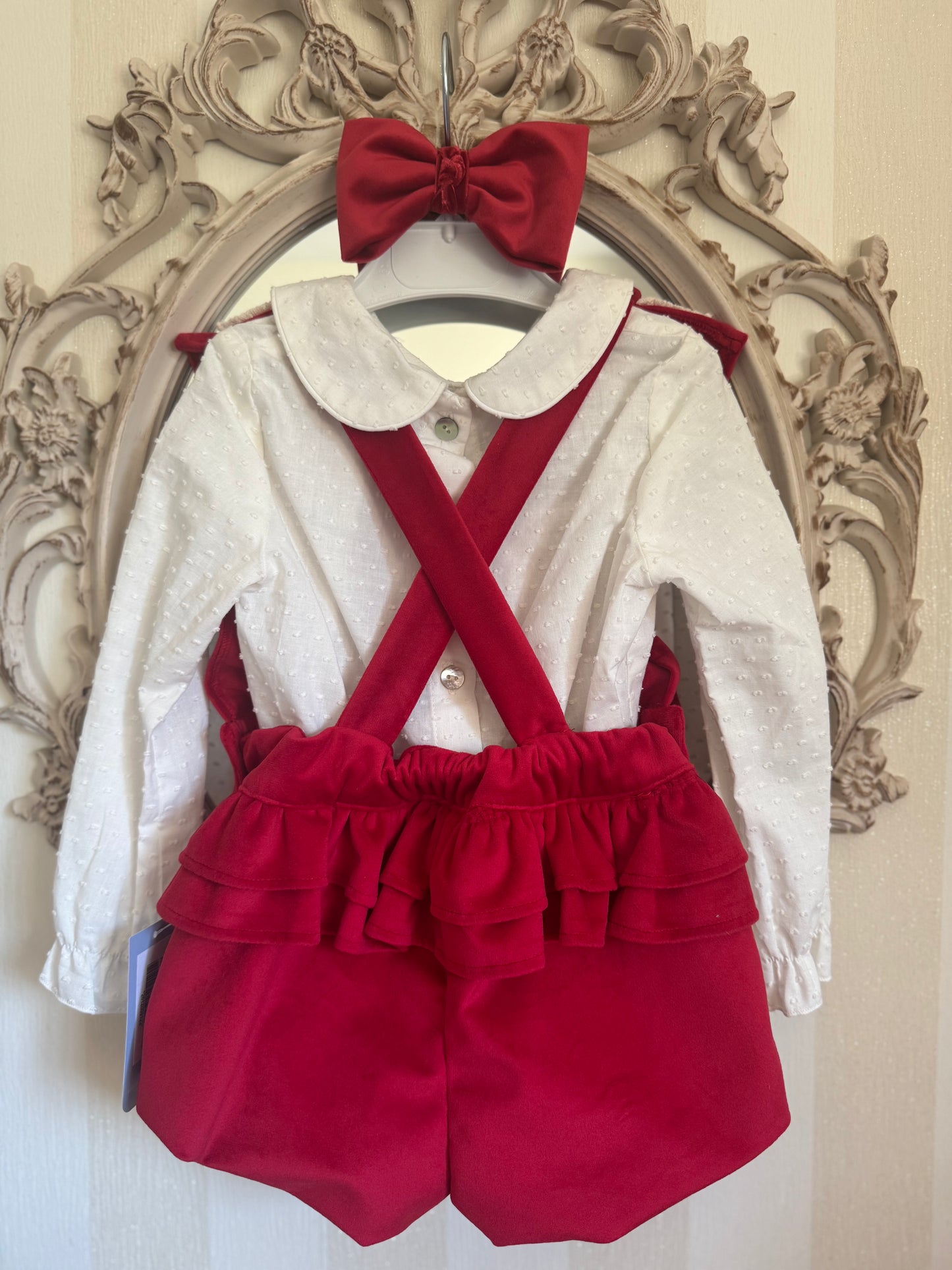 Exclusive Red Velvet Playsuit & Blouse