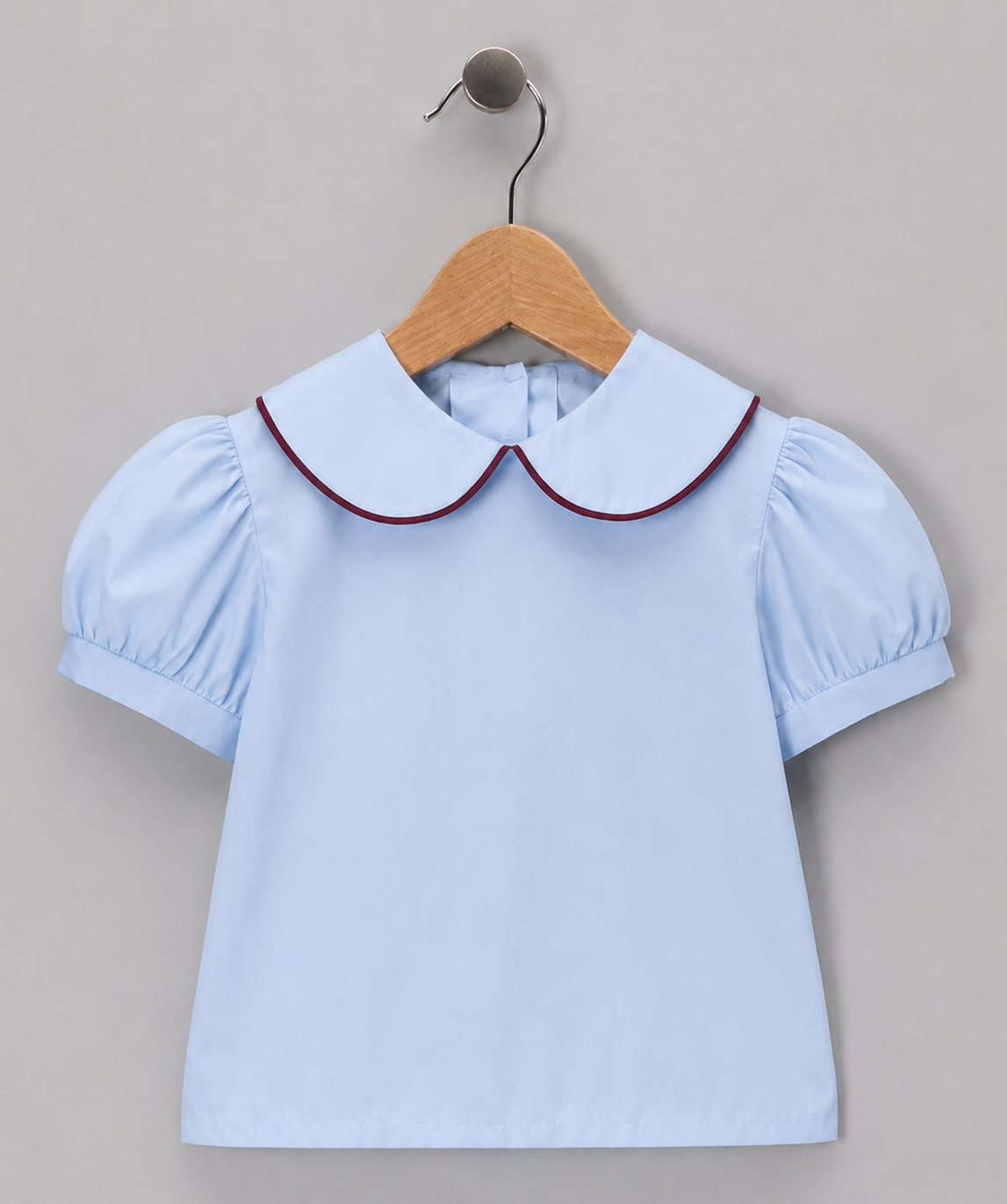 School Blouse Baby Blue with Burgundy
