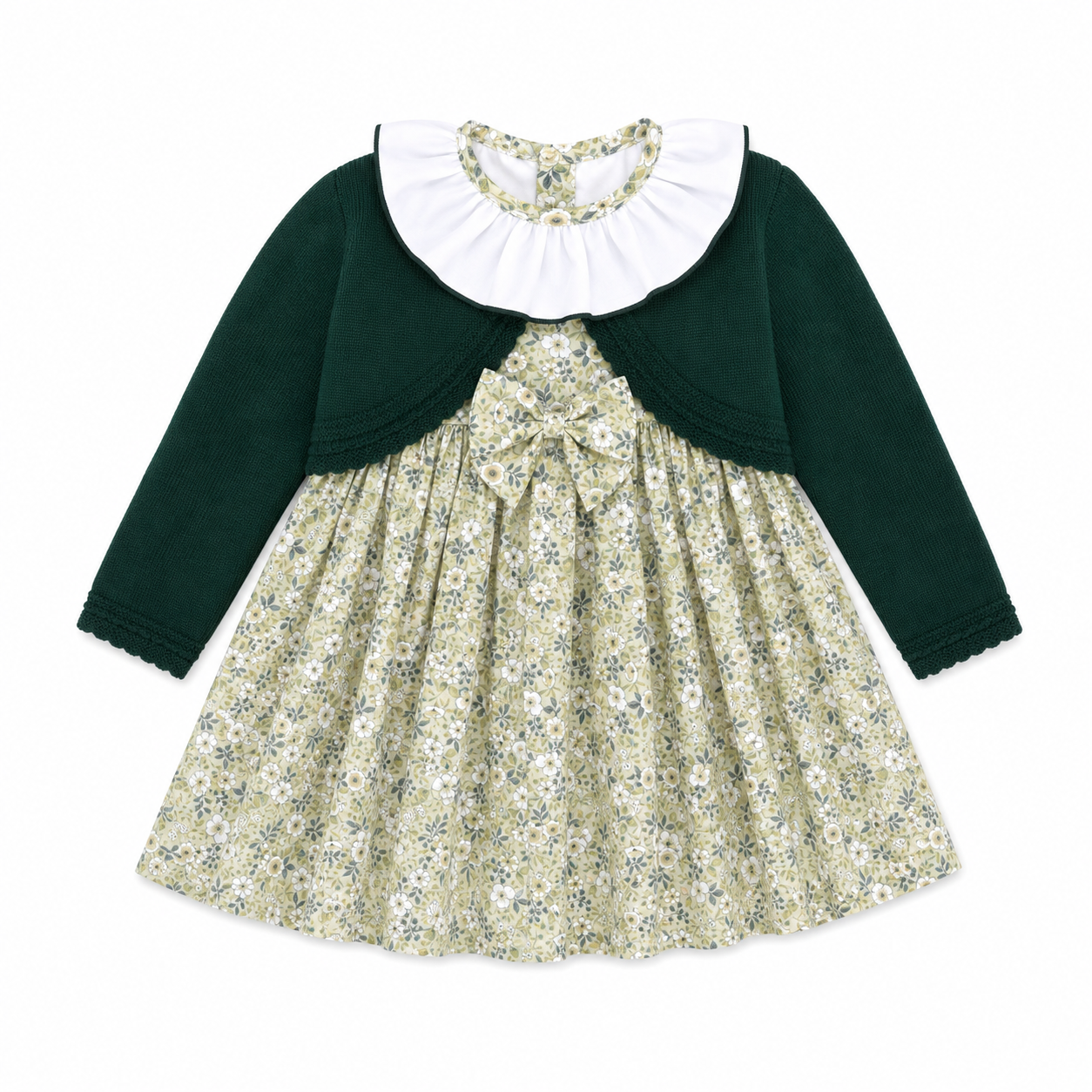 Babyferr sage floral dress & cardigan