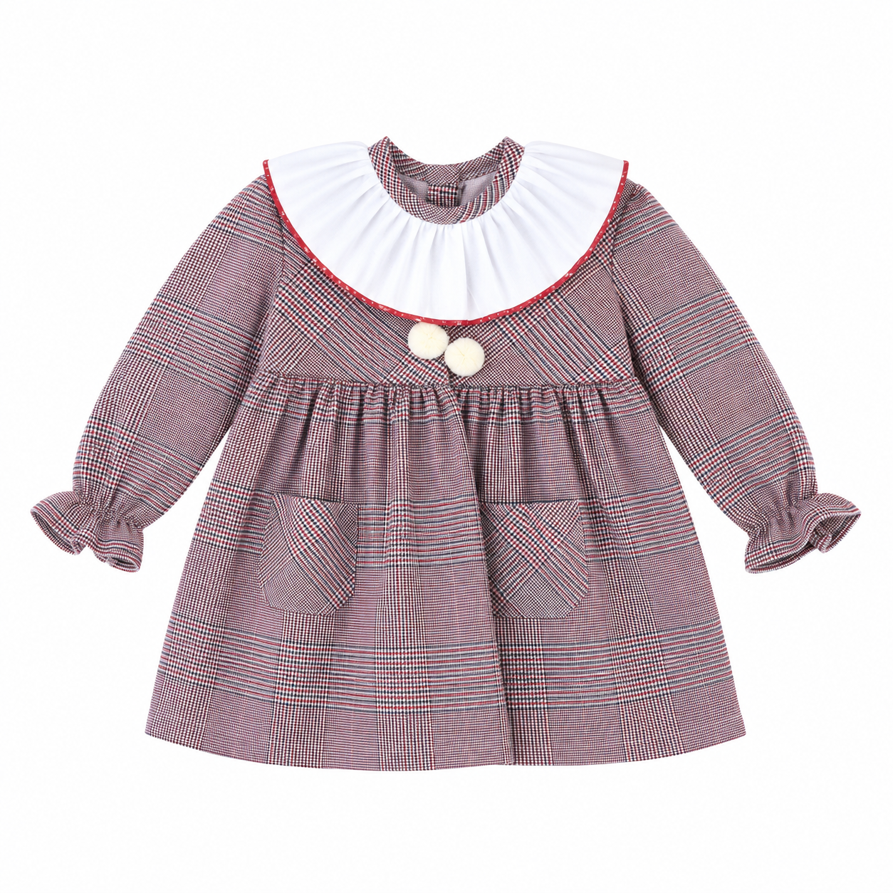 Babyferr Burgundy Check dress & cardigan