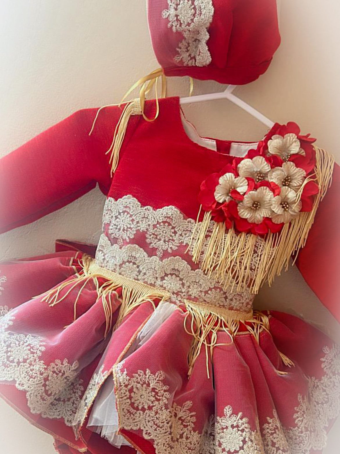 Ela Red Flores Dress set