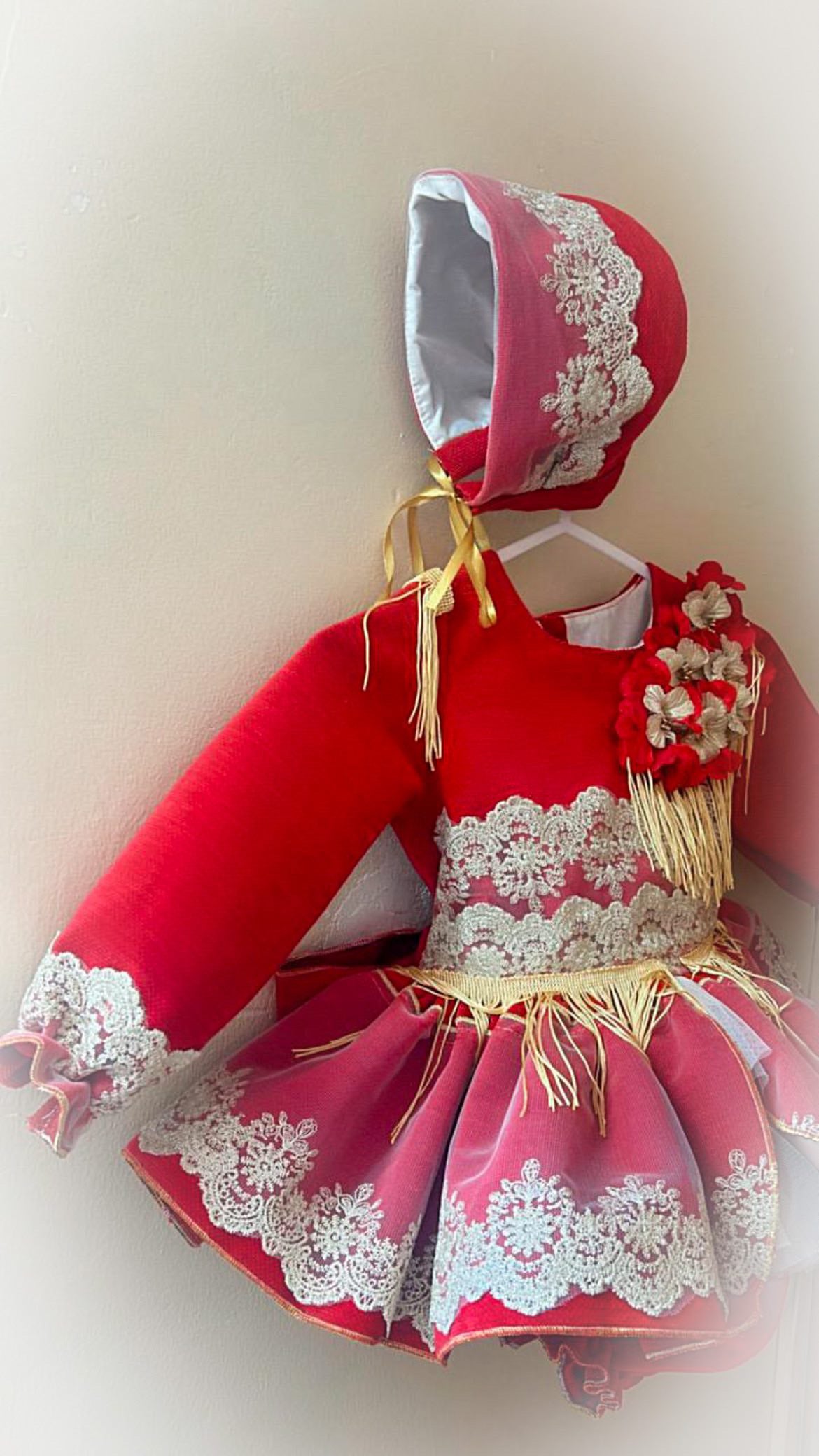 Ela Red Flores Dress set
