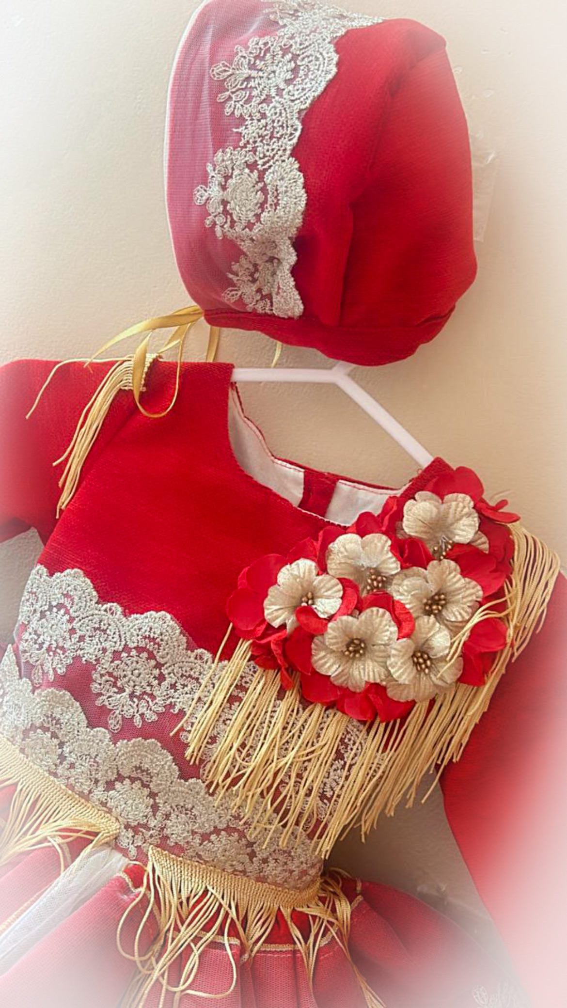 Ela Red Flores Dress set