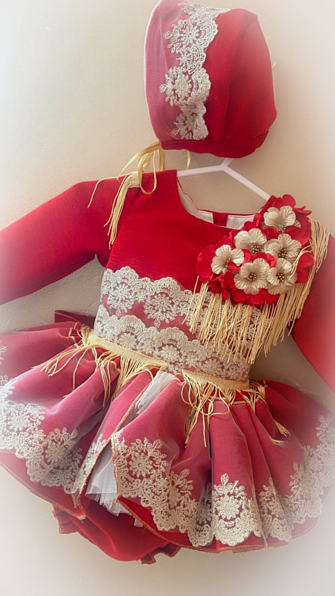 Ela Red Flores Dress set