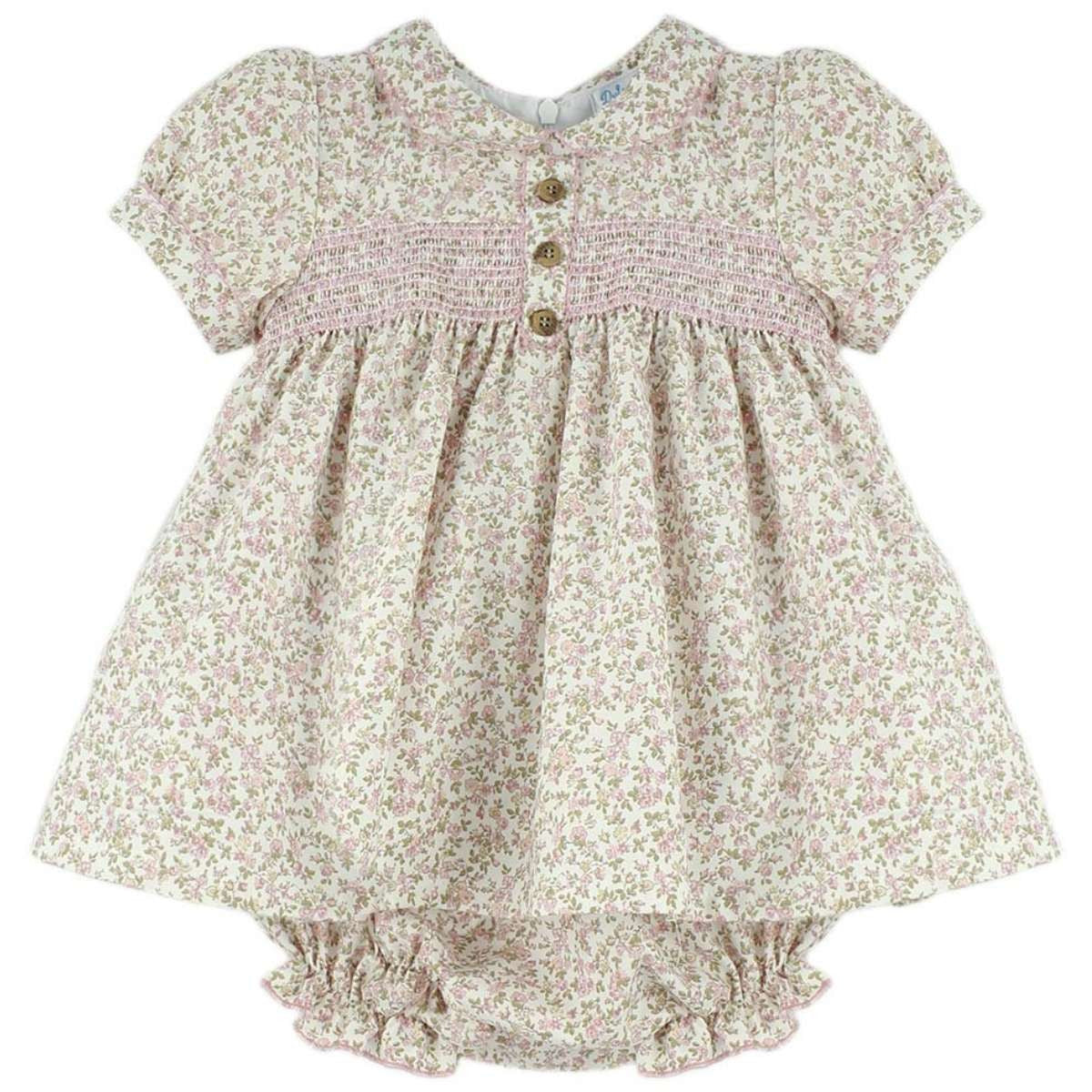 Roses smocked dress & knicker set (3m-4y)