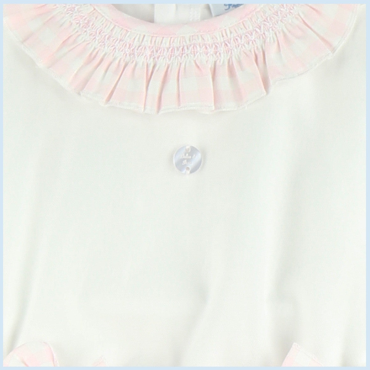 Baby Pink Check blouse & bloomer set (3m-48m)