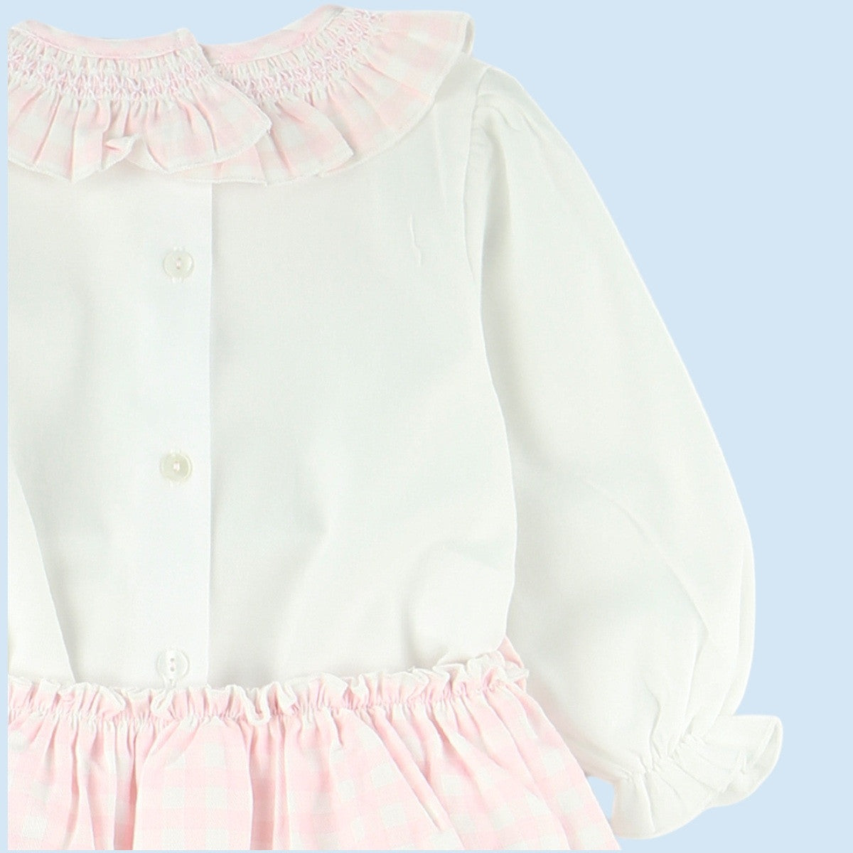 Baby Pink Check blouse & bloomer set (3m-48m)