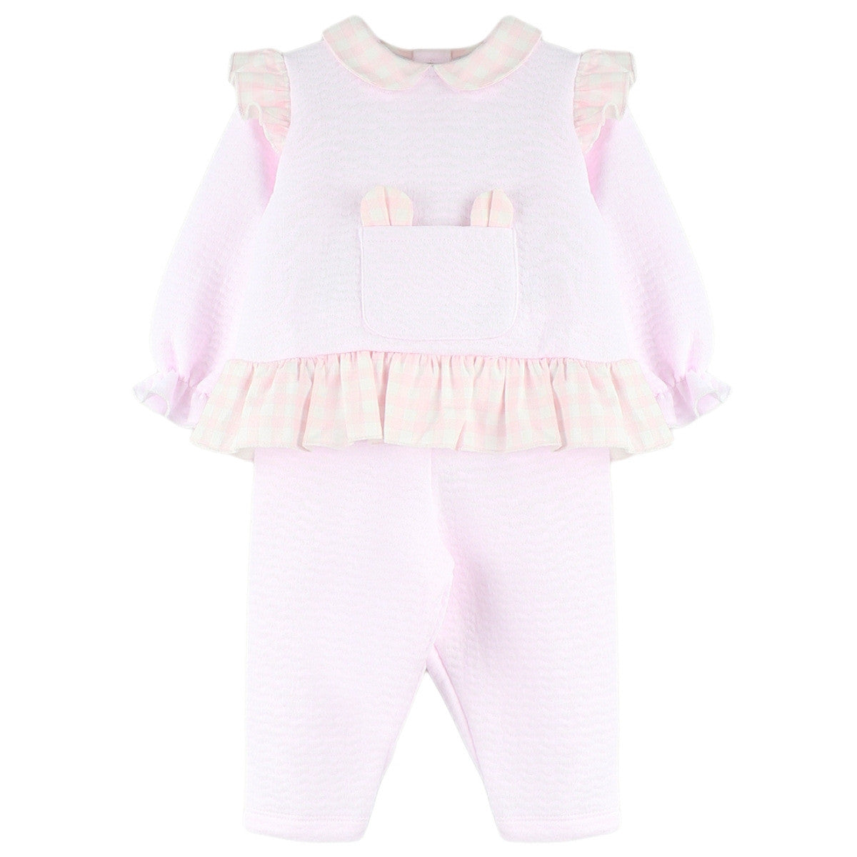 Bunny Pink Check loungewear set (3m-36m)