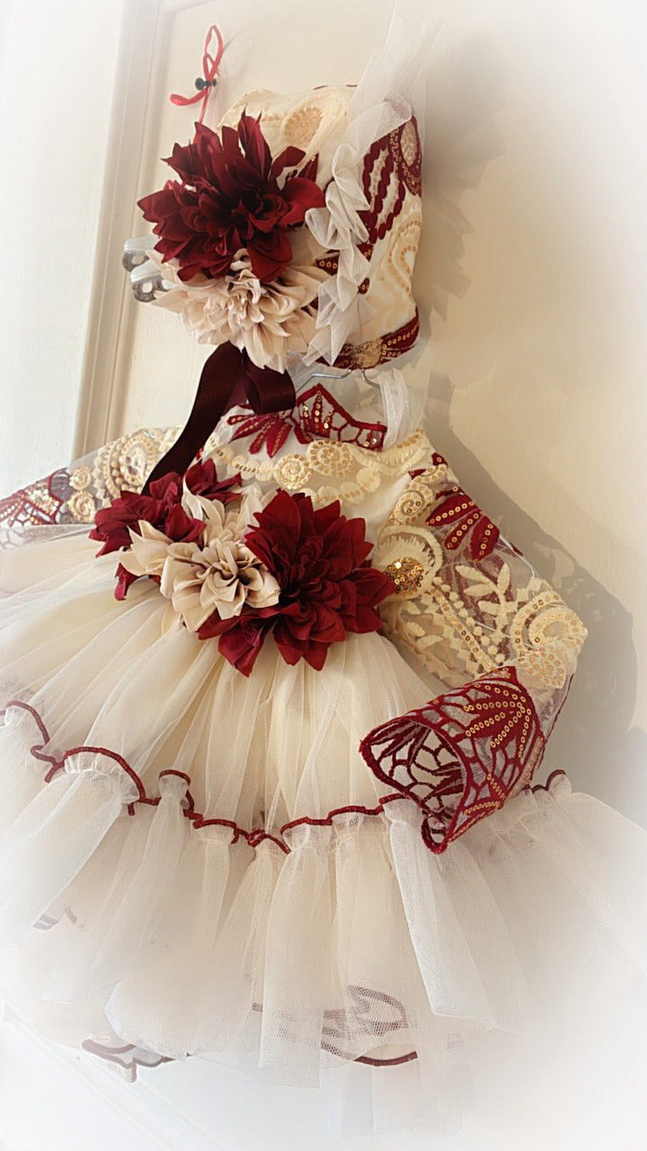Burgundy Lace Dress set