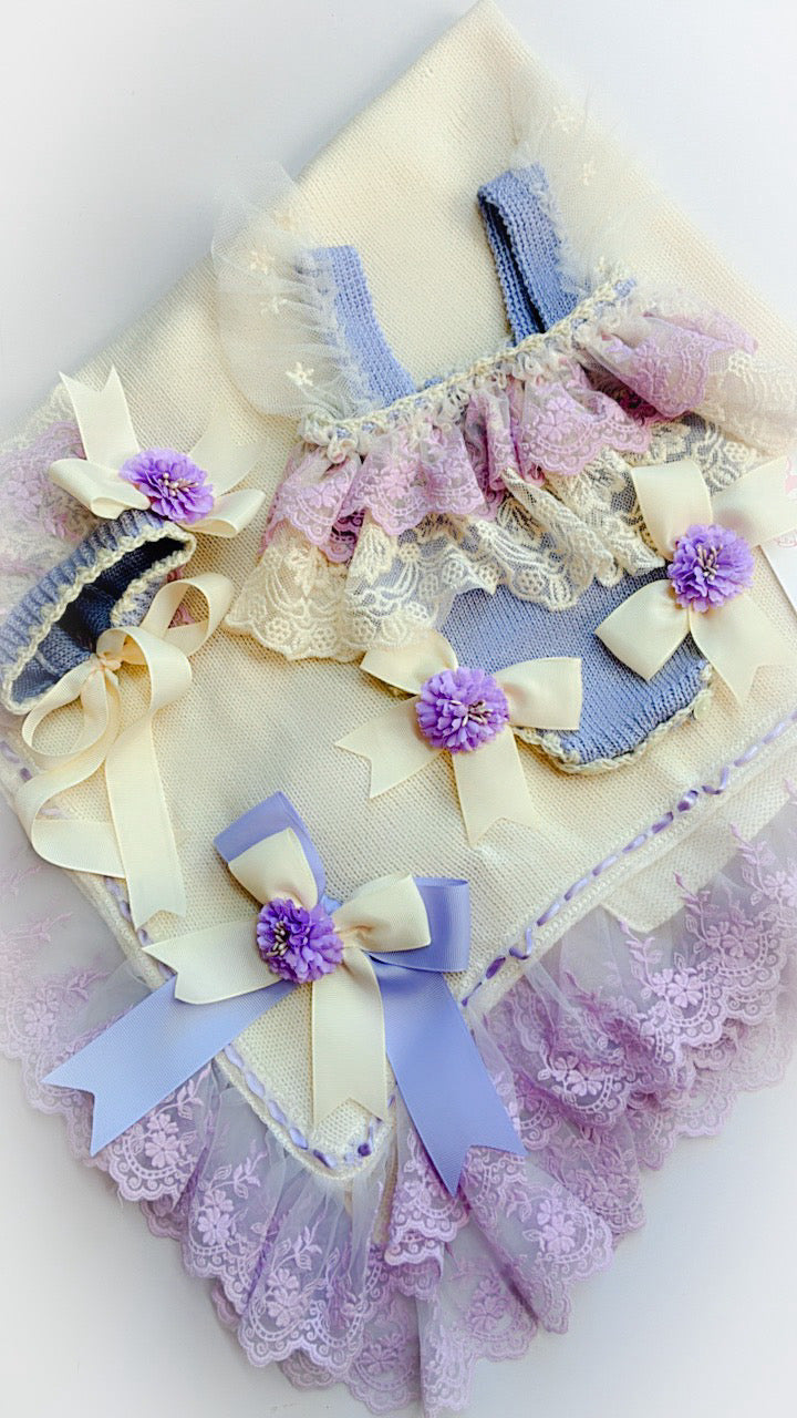 Ela Lilac romper & bonnet set
