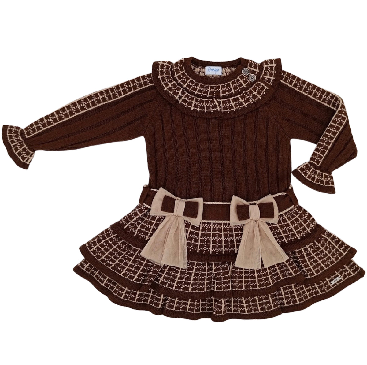Rahigo Chocolate & Camel drop waist dress OCT/NOV DELIVERY