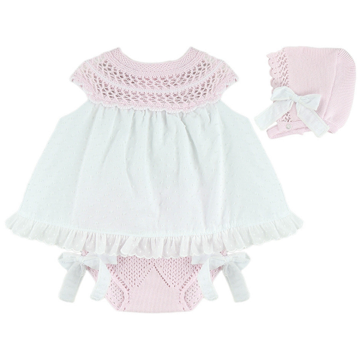 Baby Pink Knitted Dress set