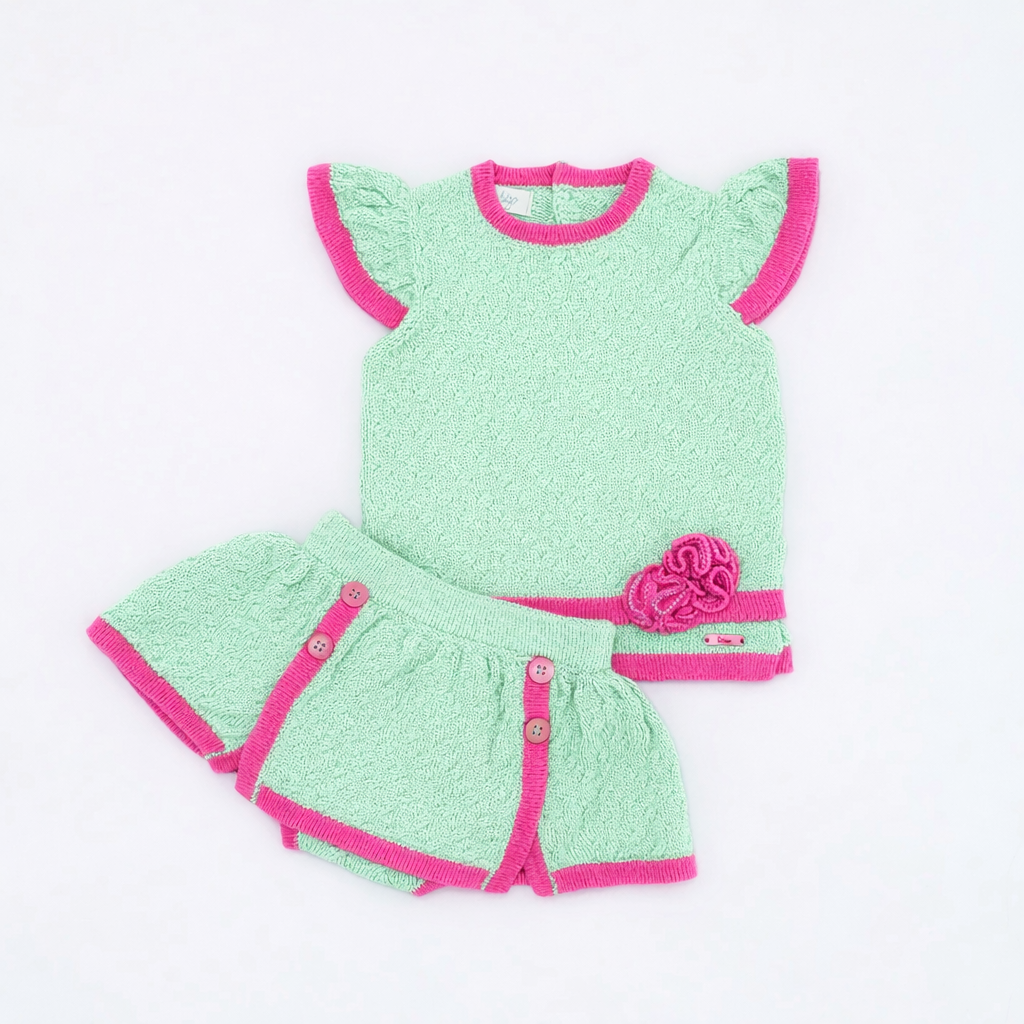 Rahigo Mint & Fuchsia 2 piece skorts set (6-48m)