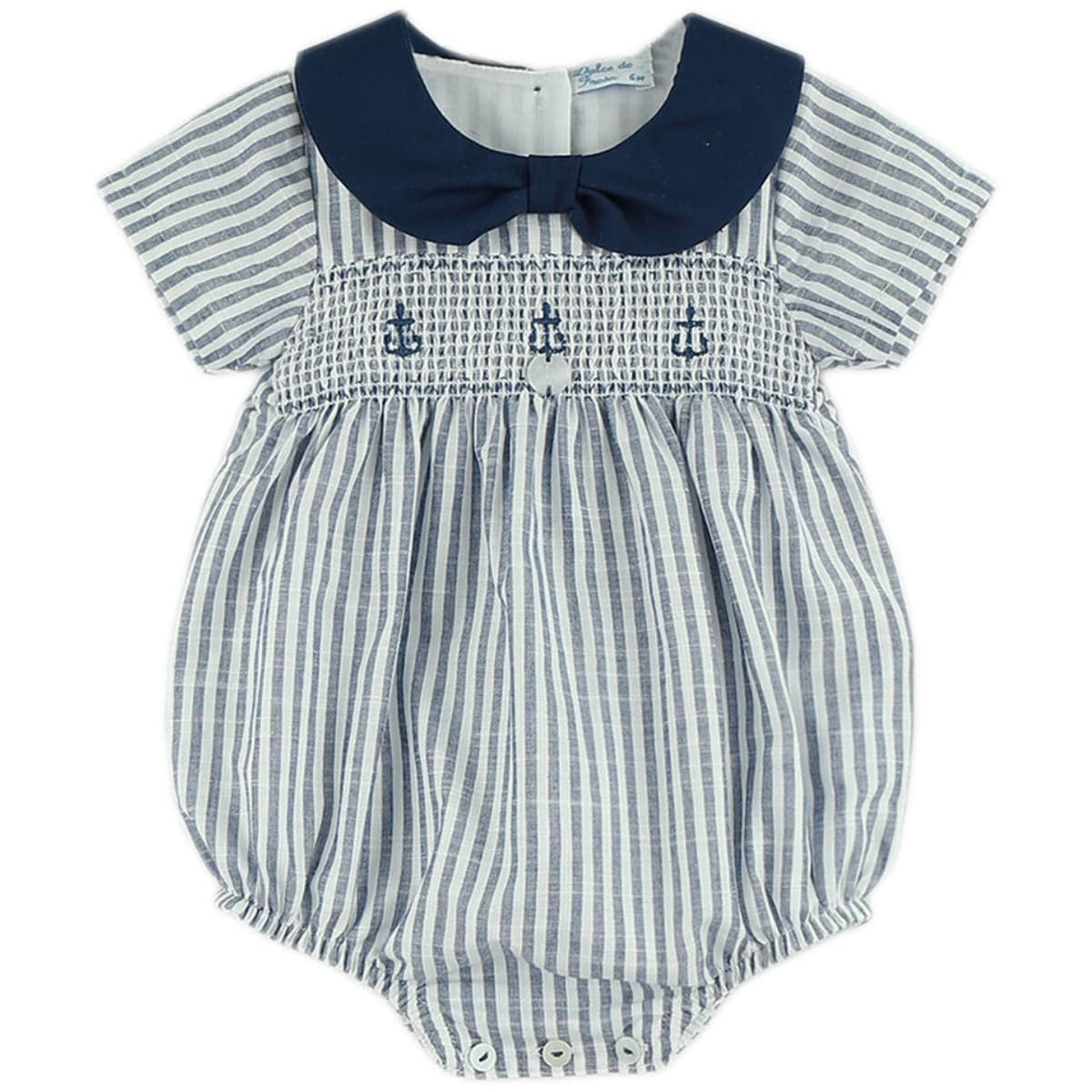 Navy smocked romper