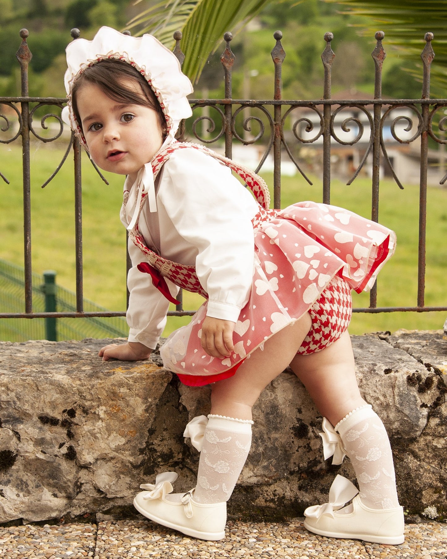 IN23-10 Red heart Romper & blouse set