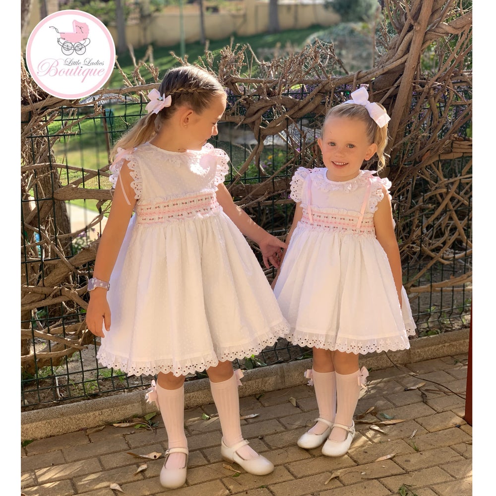 White Pink petal smock