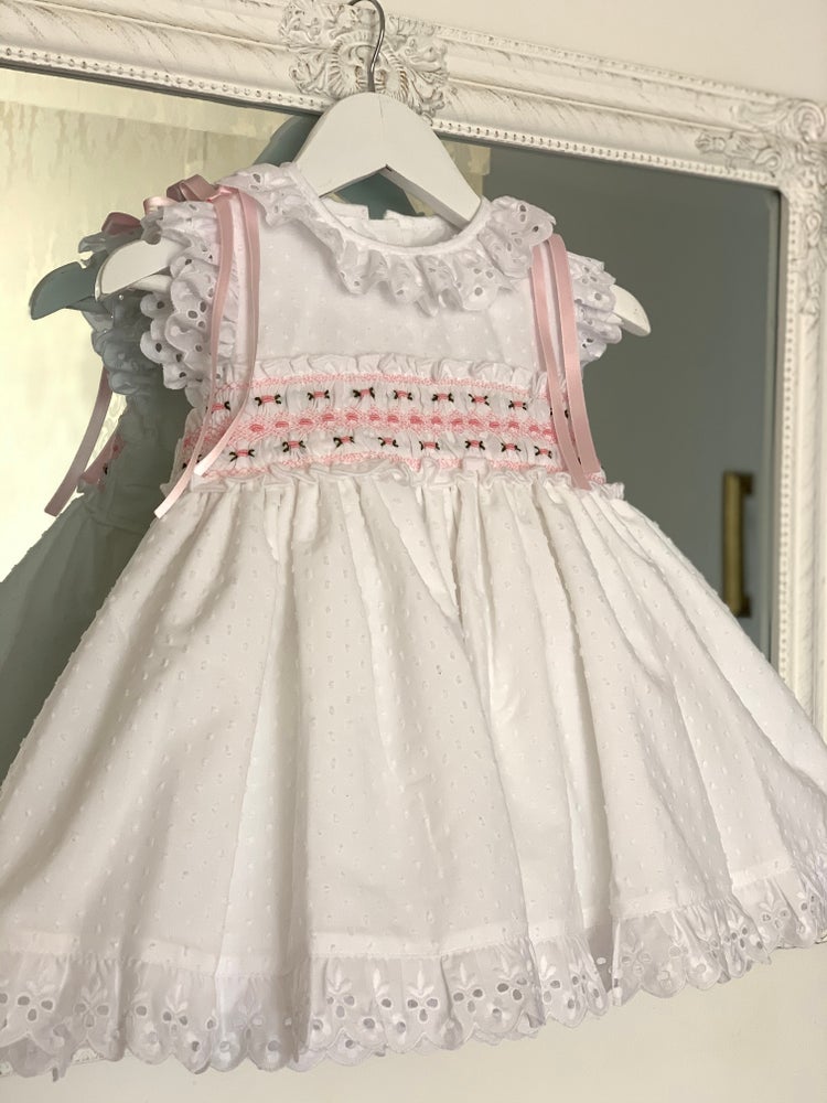 White Pink petal smock