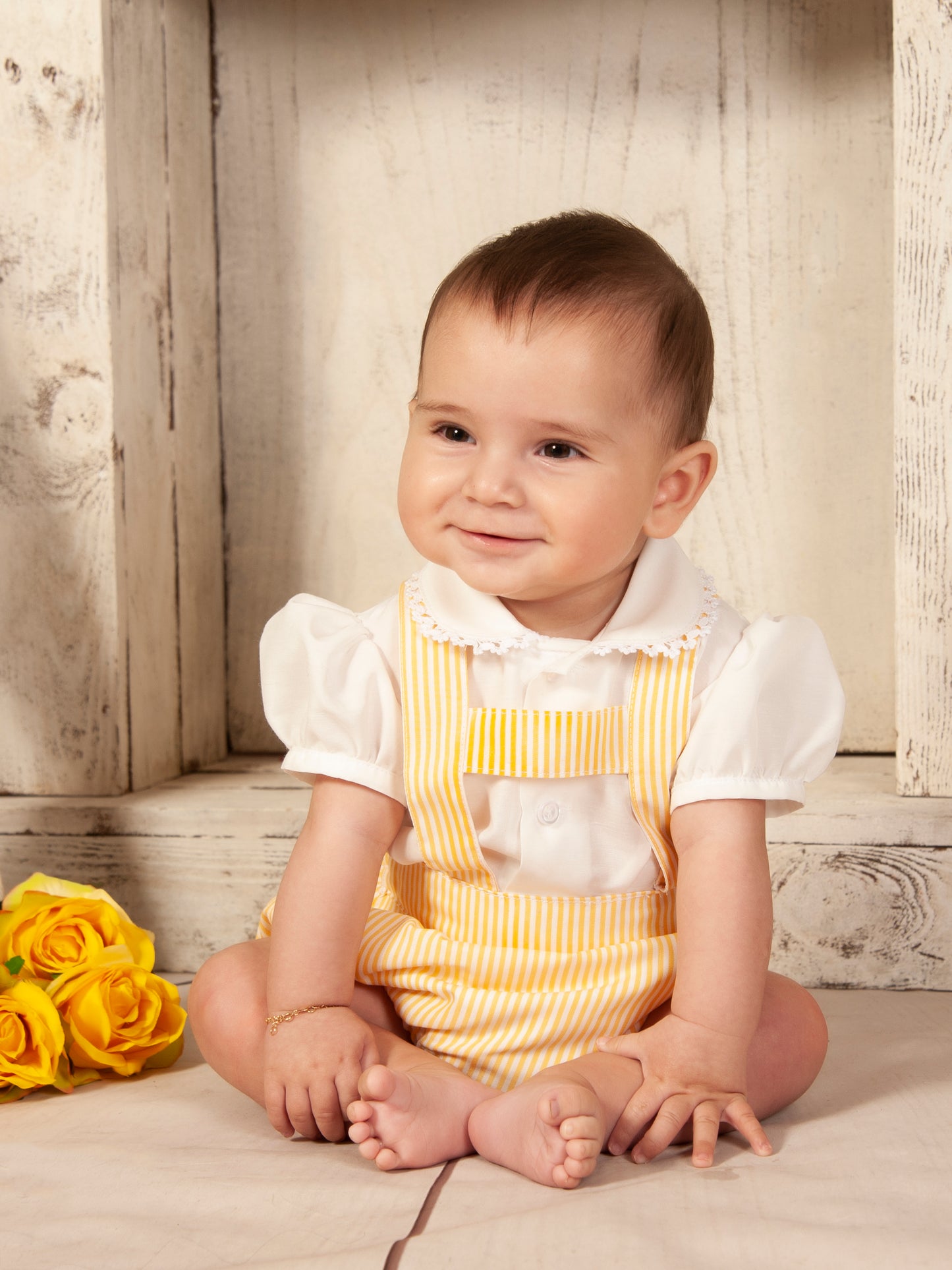 VE23-15 YELLOW STRIPE ROMPER SET