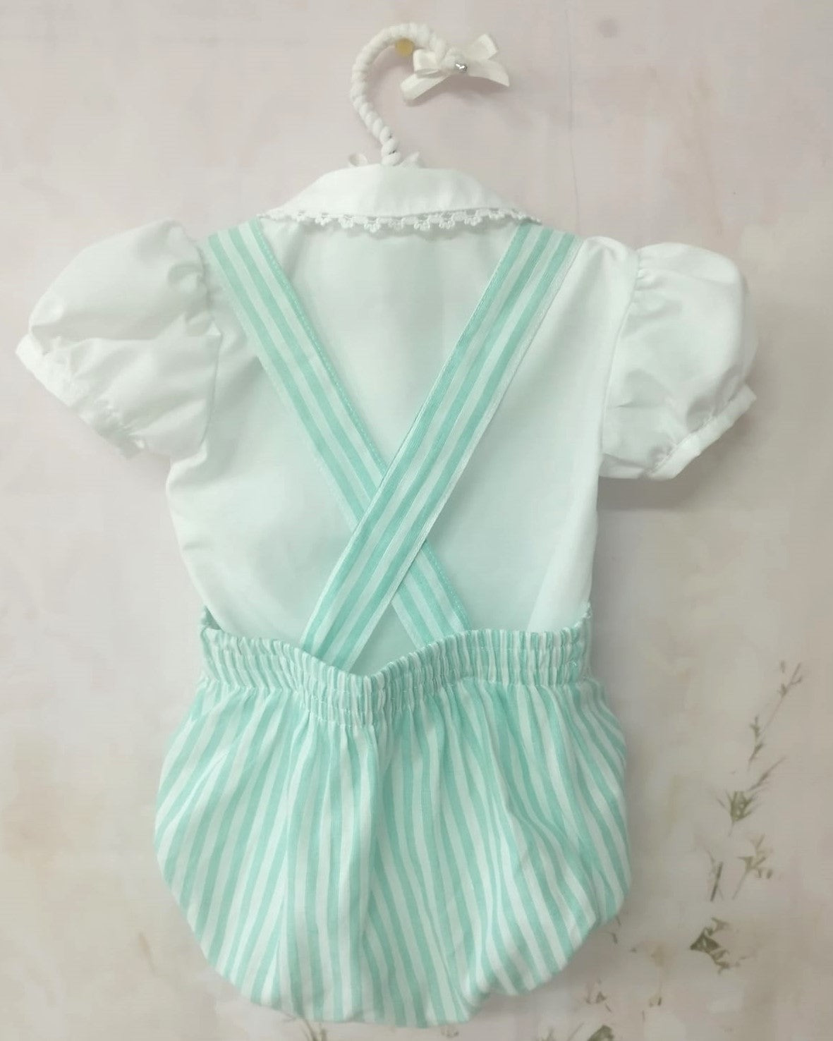 VE23-15 MINT STRIPE ROMPER SET