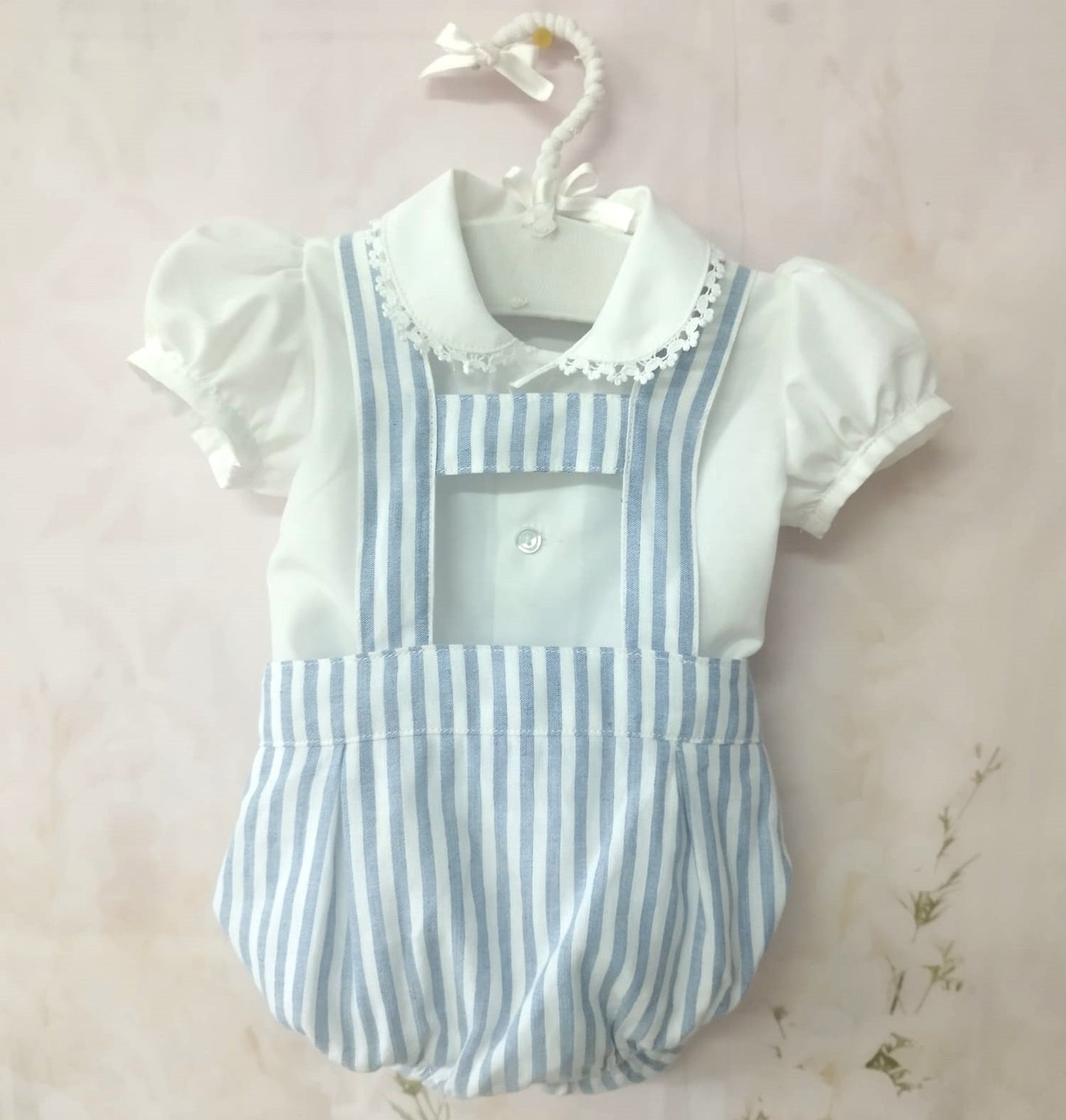 VE23-15 BLUE STRIPE ROMPER SET