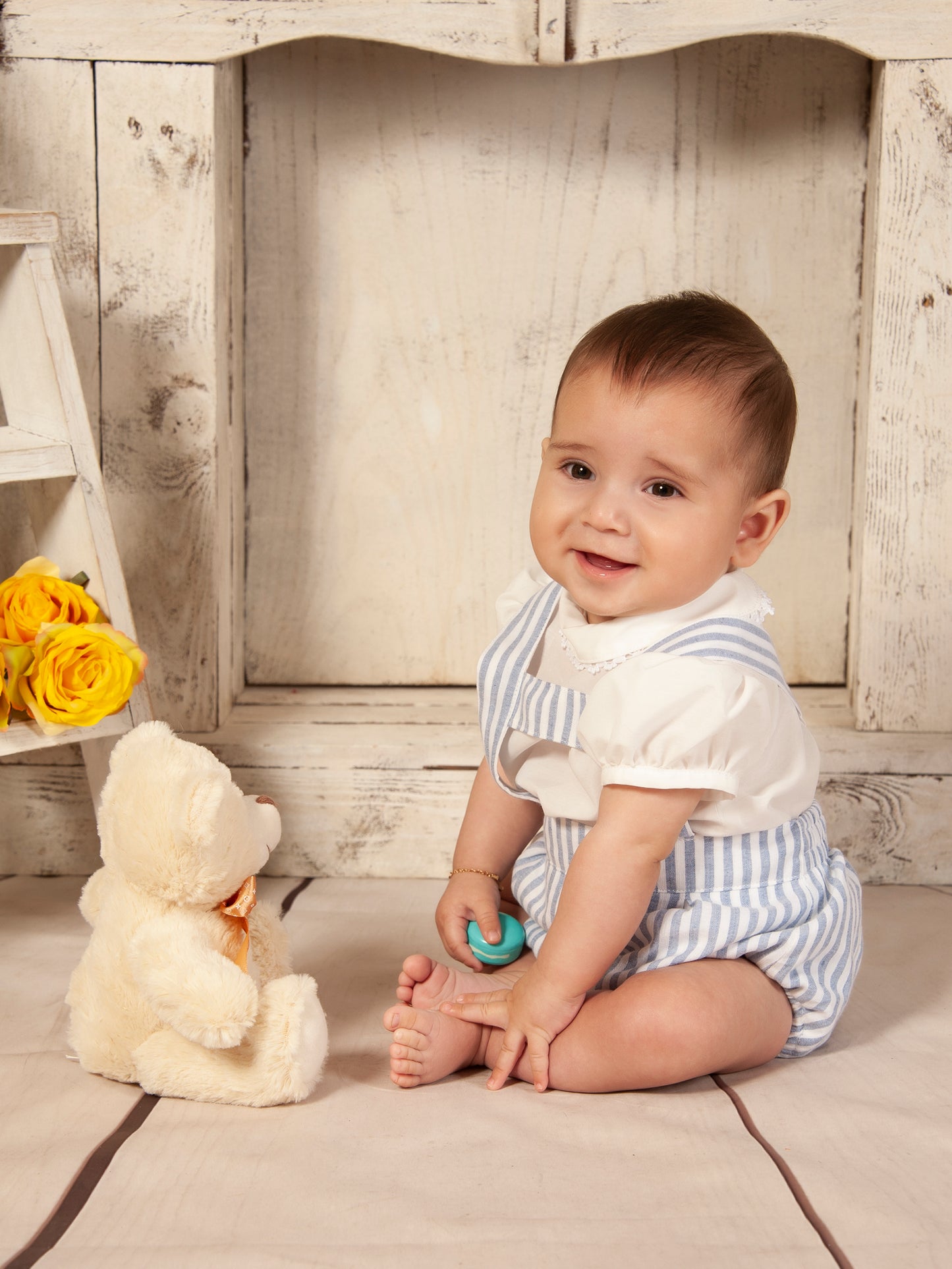 VE23-15 BLUE STRIPE ROMPER SET