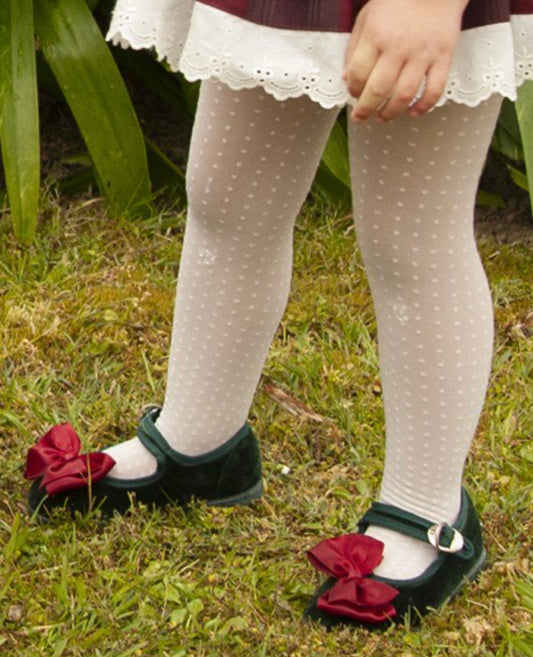 Velvet Green shoes with red bows