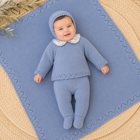 Blue knit 3 piece knitted set