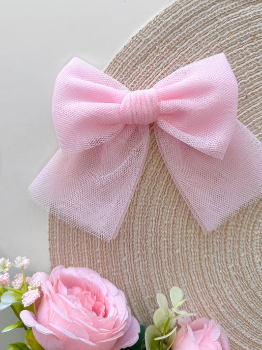 Pink Tulle Hair Bow
