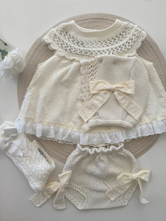 Cream Knitted Dress set