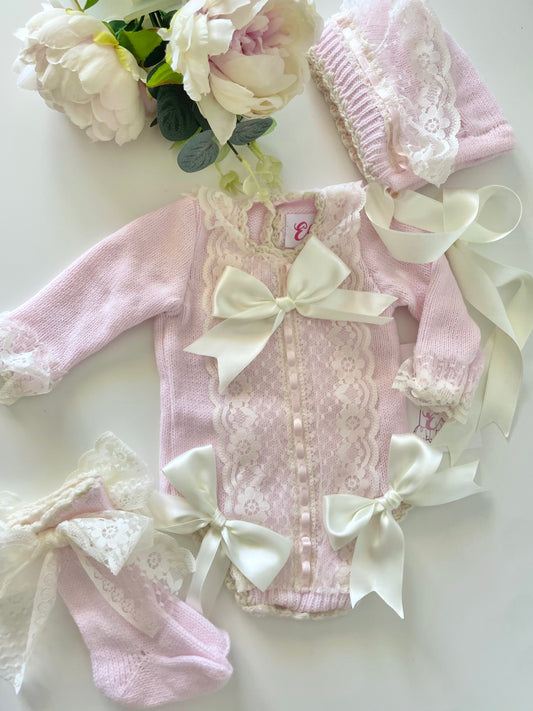 Ela knitted romper set