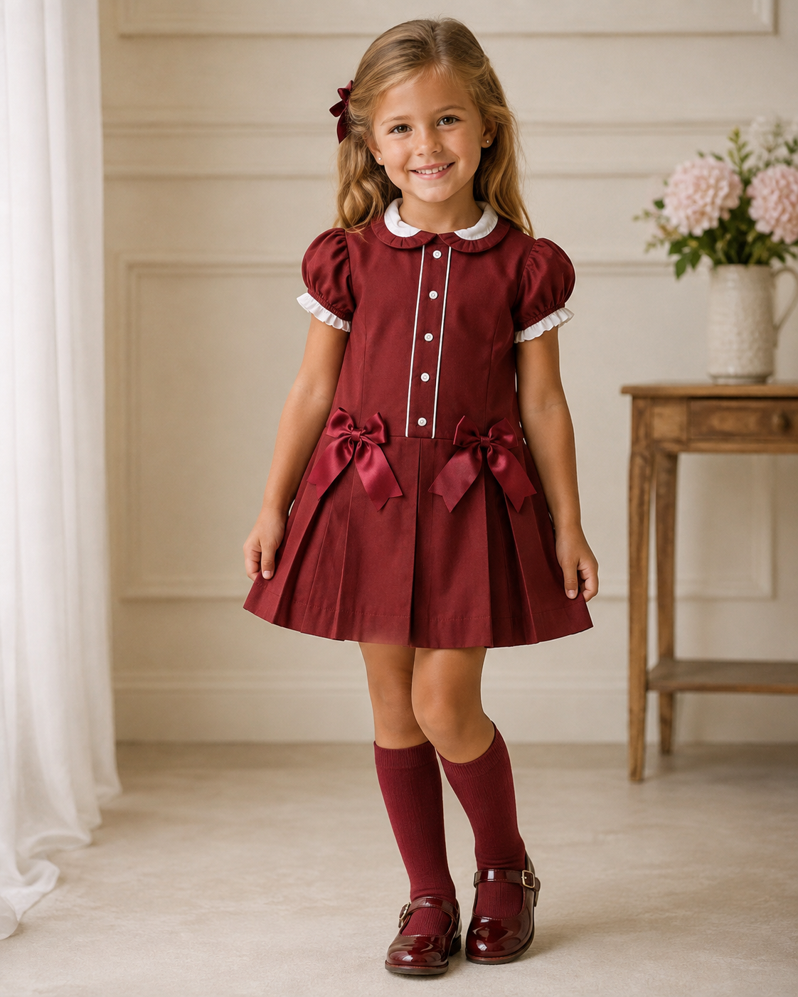Burgundy School Dress