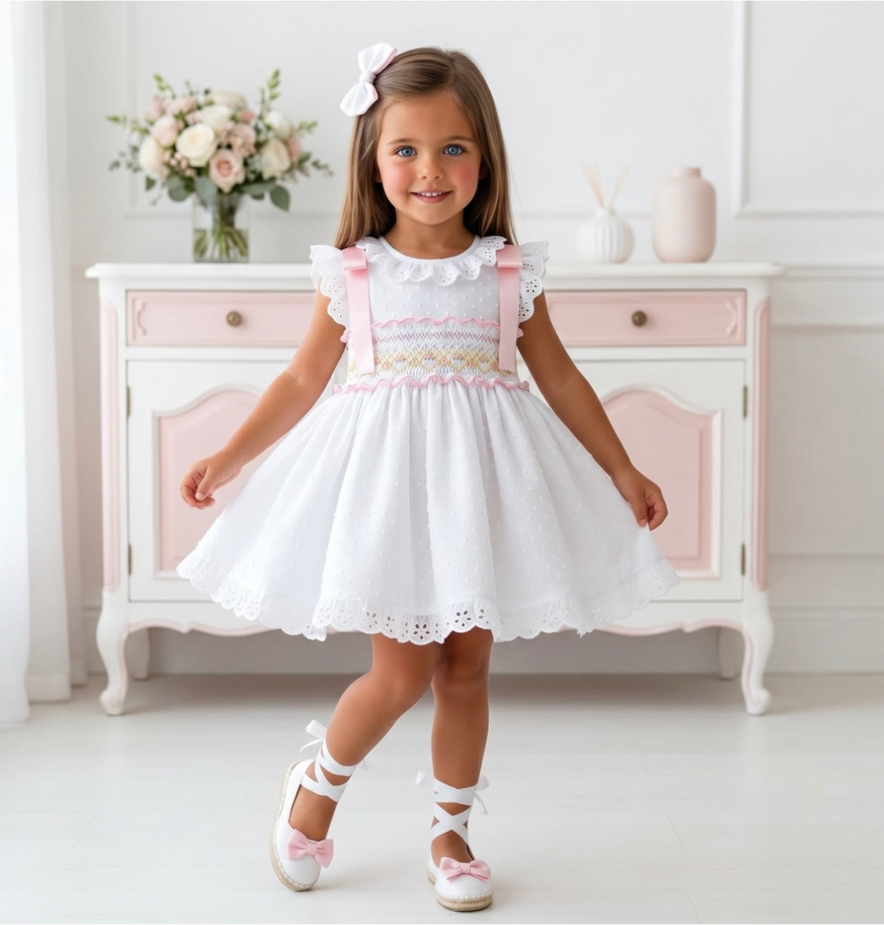 Candela Smocked Dress & Bow