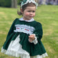 Bottle Green velvet Puffball Dress