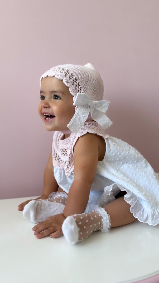 Baby Pink Knitted Dress set
