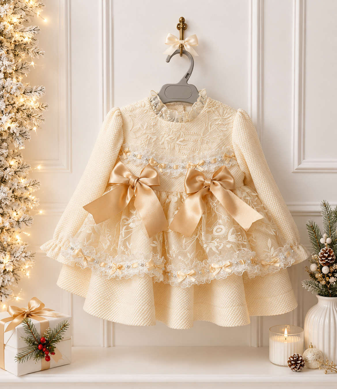 Sonata Cream Lace dress with headpiece