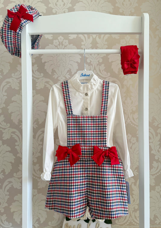 Houndstooth Shorts Pinafore & Blouse