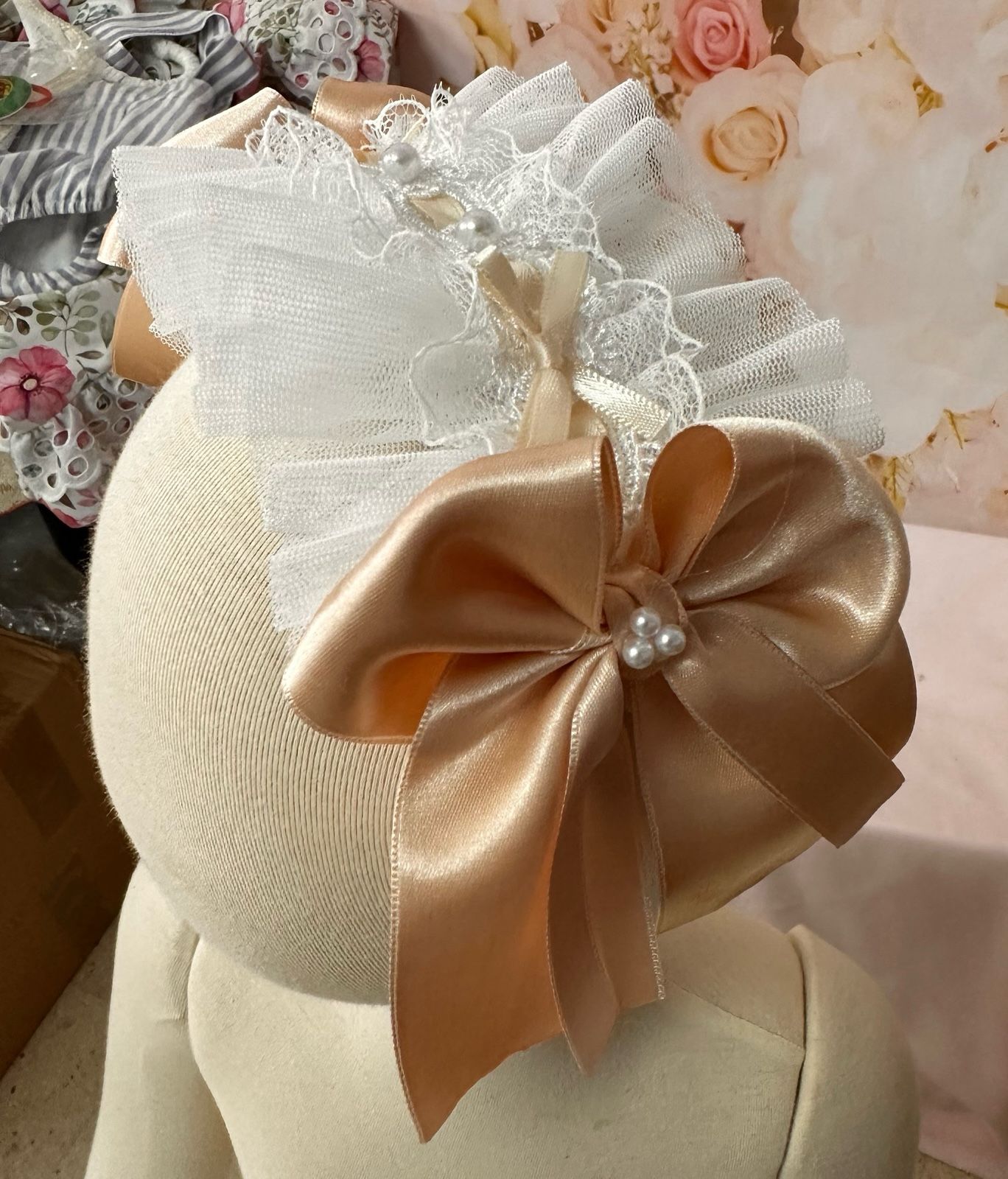 Sonata Cream Lace dress with headpiece