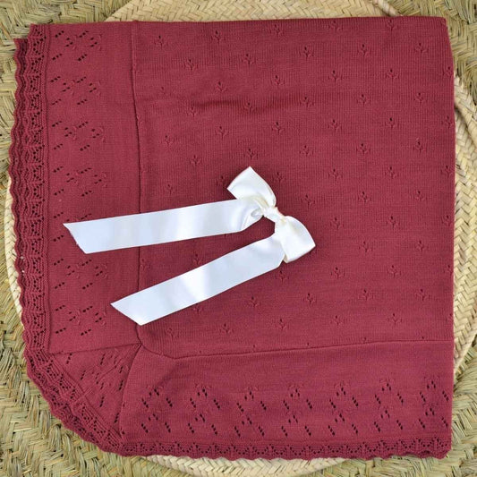 Burgundy Knitted Blanket