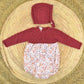 Burgundy knit Romper & bonnet set