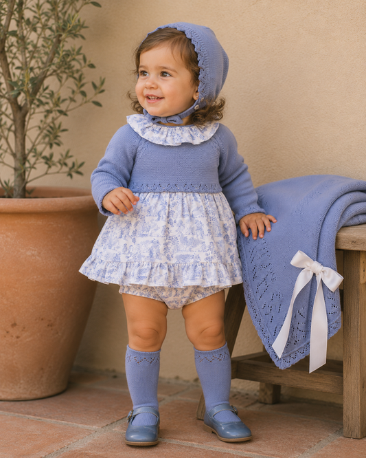 Blue knit 3 piece dress set